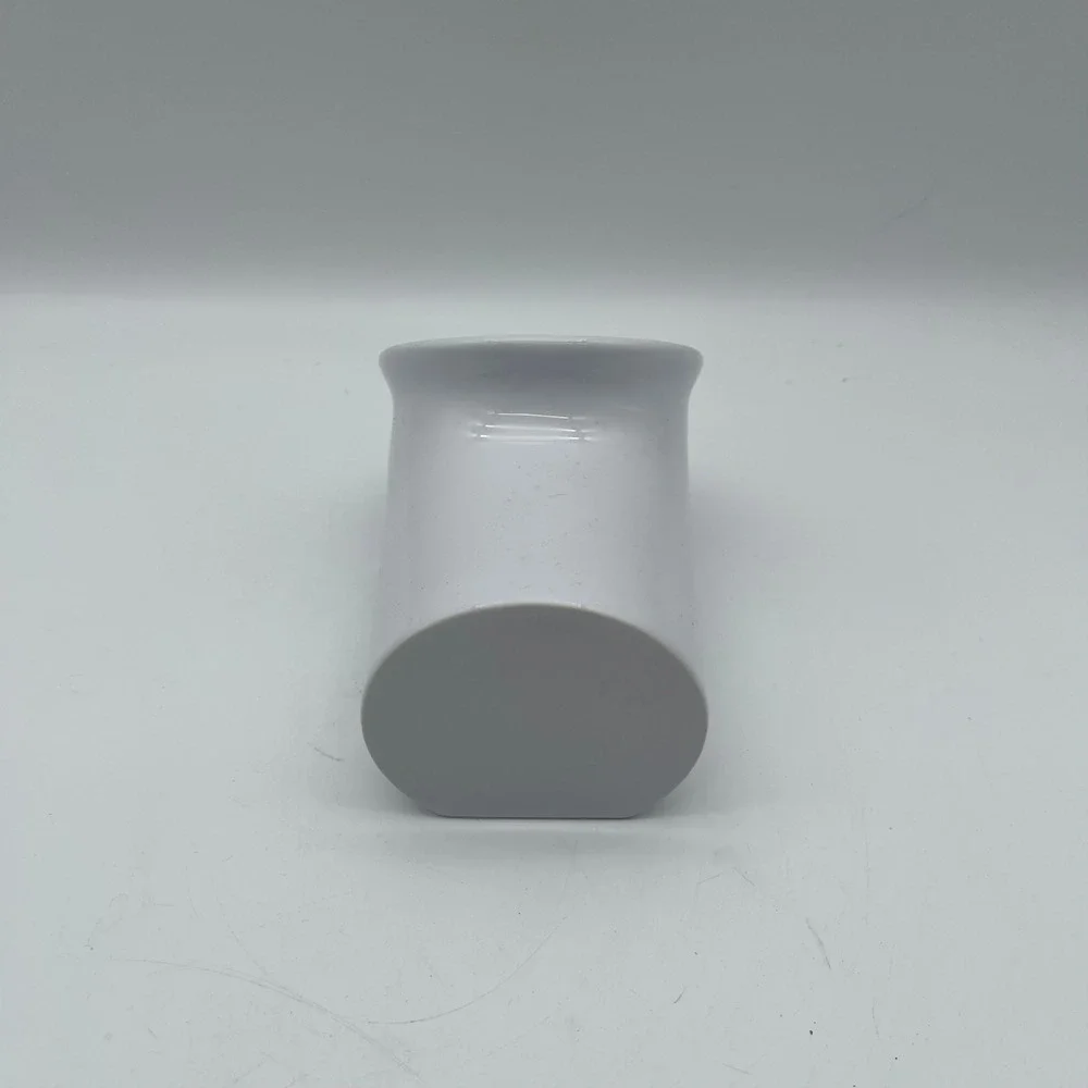 Modern White Ceramic Angled Salt Cellar with Lime Green Silicone Lid Spice Jar